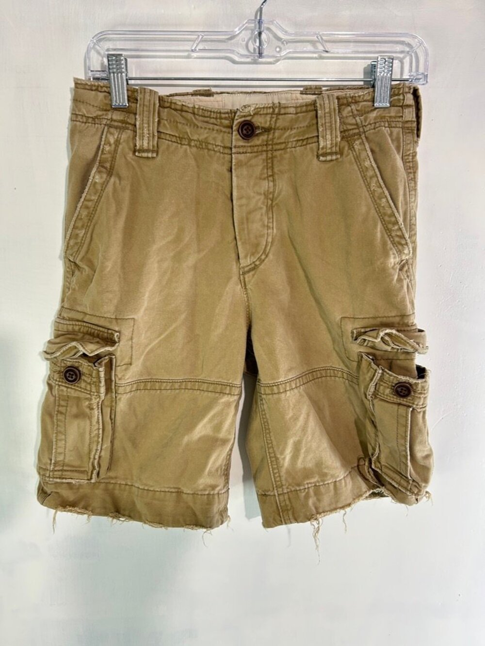 Abercrombie Kids Khaki Cargo Shorts Size 10 Distressed Utility Y2K Gorpcore